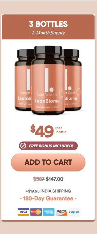 Leanbiome Bulk Offer: 3 bottles for $207 ($49 per bottle)