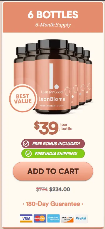 Leanbiome Super Saver Pack: 6 Bottles for $294 ($49 per bottle)